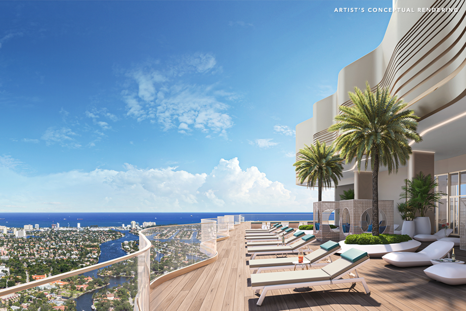 Andare Residences by Pininfarina Fort Lauderdale, Roof Deck Terrace View - - The CJ Mingolelli Team at Douglas Elliman Real Estate